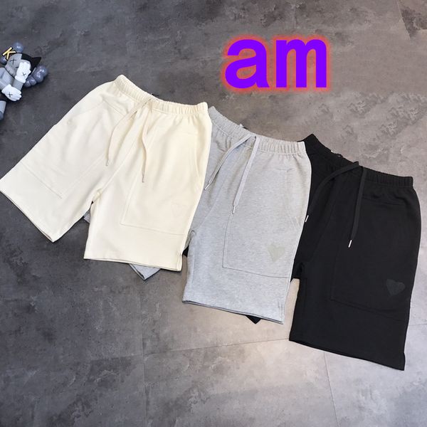 

tide am correct peach heart embroidered shorts for men and women, White;black