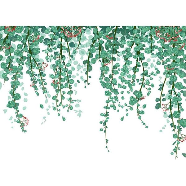 

wall stickers hanging green vine leaf decal for bedroom living room, removable eucalyptus ivy plants art mural