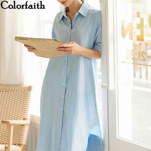 

women dresses autumn spring loose casual high waist straight long shirt dress solid single breasted dr8821 210427, White;black