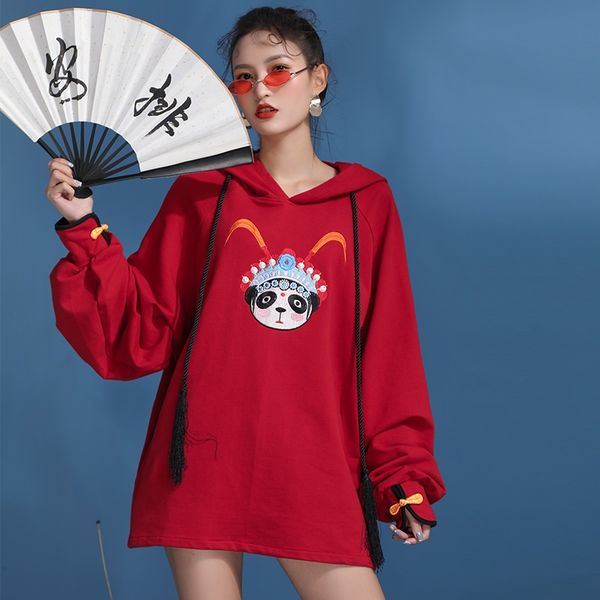 

autumn winter oriental dress embroidery retro dresses improved cheongsam modern fashion chic party club loose casual women 11650, Red