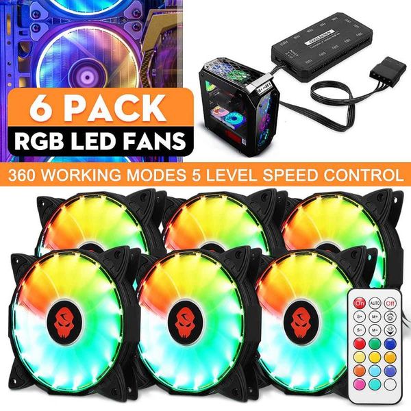 

4pin rgb cpu cooler led adjustable 120mm cooling fan with remote controller pc computer case fans radiator heatsink & coolings