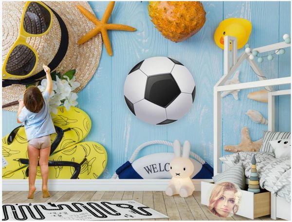 

wallpapers 3d wall murals wallpaper for living room cute cartoon football sunglasses children home decor po walls 3 d