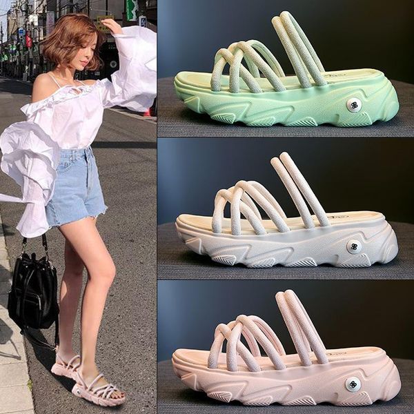 

koovan women's sandals two ways to wear women summer of 2021 movement platform sponge roman fairy shoes ins for girls, Black