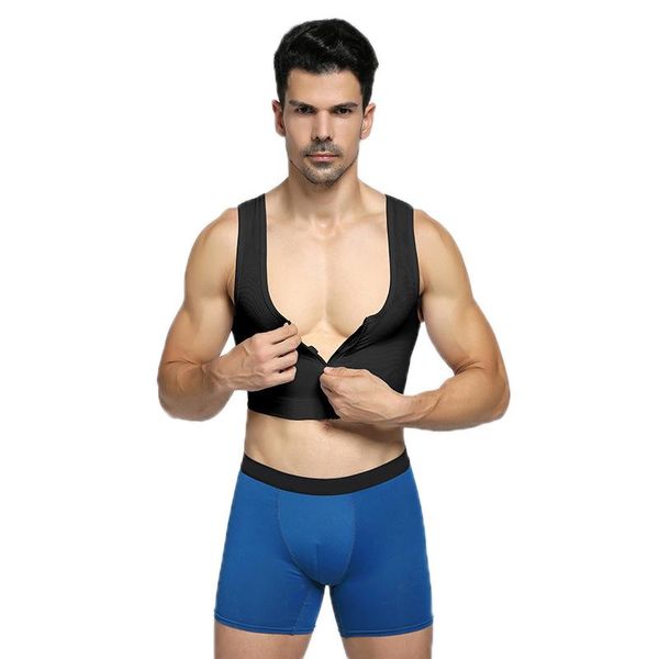 

women's shapers men's corset vest underwear is thin and breathable body shape corsets waist trainer, Black;white