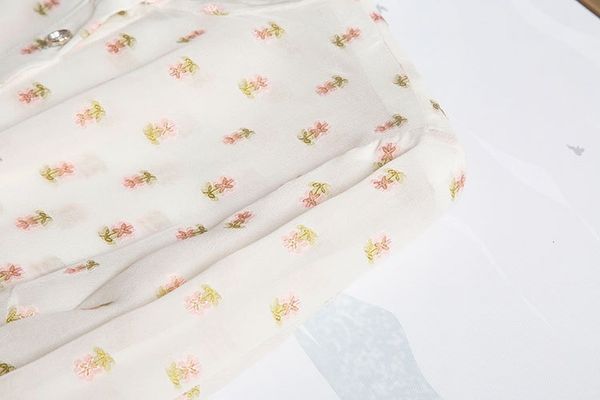 

blouses embroidered small floral 100% mulberry fairy designer silk women's shirt, White