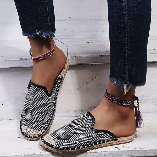 

slippers woman crystal female summer fashion fisherman shoes ladies casual comfort straw footwear big size 35-43, Black