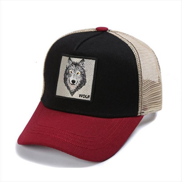

wolf animal embroidery cotton casquette baseball cap mesh breathable adjustable snapback hats for men and women 203, Blue;gray