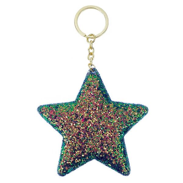 

keychains star keychain crystal reflective sequins pompom bags pendant jewelry girl gift car key accessories, Silver