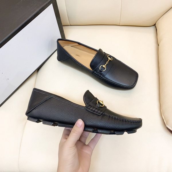 

2021 mens casual shoe loafers men fashion leather boat shoes fashions breathable antiskid shoes slip on lazy driving shoes, Black
