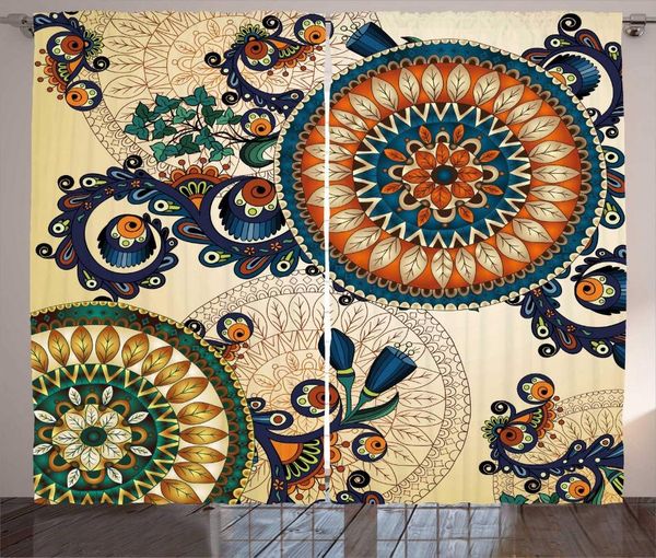 

curtain & drapes ethnic curtains for living room floral boho with and peacock feather folk window kids