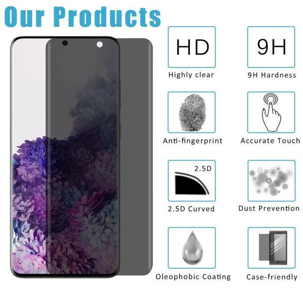 

full curved screen tempered glass for galaxy s20+ ultra plus 5g privacy protector film cell phone protectors