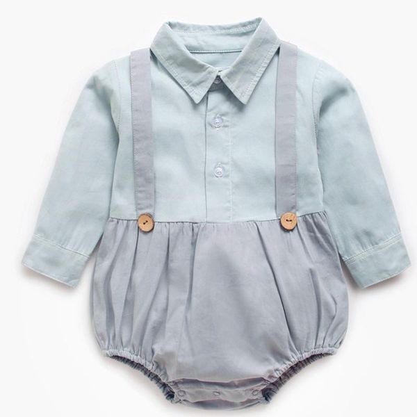 

rompers infant baby boys girls jumpsuit korean style cotton long sleeve clothes toddler girl bodysuits, Blue
