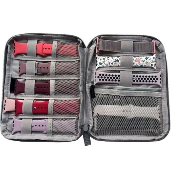 

watch boxes & cases 22.5cmx17cmx2cm portable strap organizer band storage bag watchband holder travel case pouch for men, Black;blue