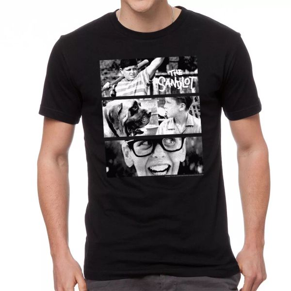 

the sandlot movie scenes graphic men's black t-shirt, White;black