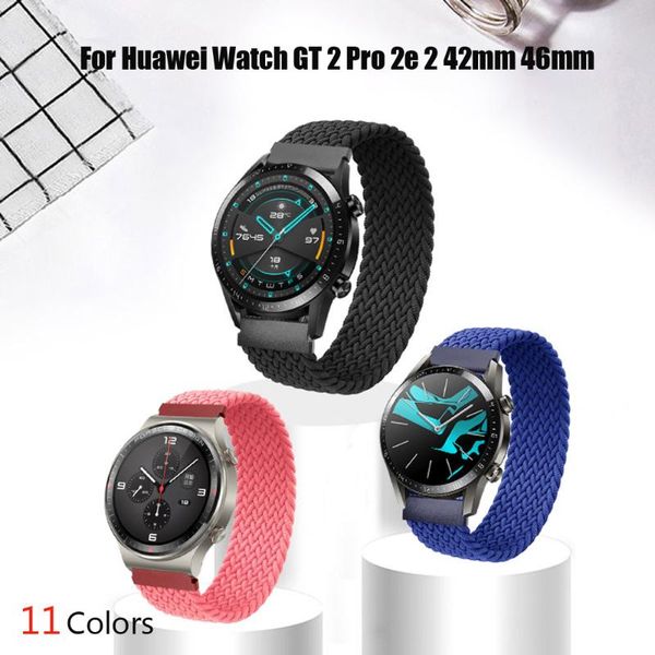

watch bands strap for huawei gt 2 pro 2e band nylon braided solo loop bracelets watchbands 42mm 46mm wristbelts, Black;brown