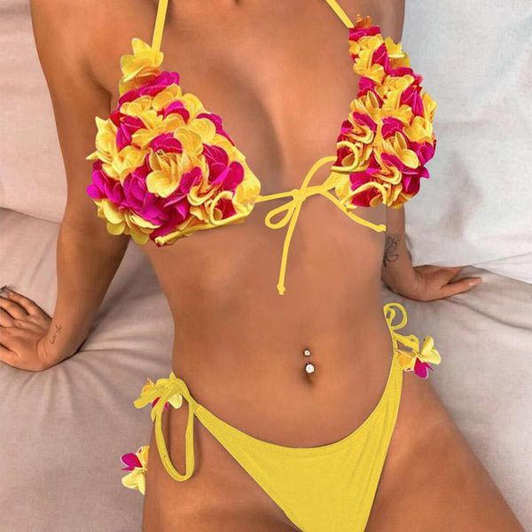 

women print flower bikini set push up swimwear brazil biquni tropical beachwear swimsuit bathing beach one-piece suits
