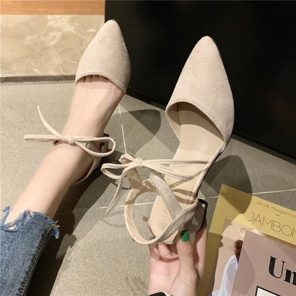 

dress shoes 2021 summer wild baotou sandals female fairy wind bow pointed, Black