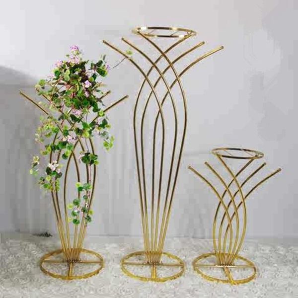 

party decoration wedding aisle flower stand shinny gold centerpiece ab0340