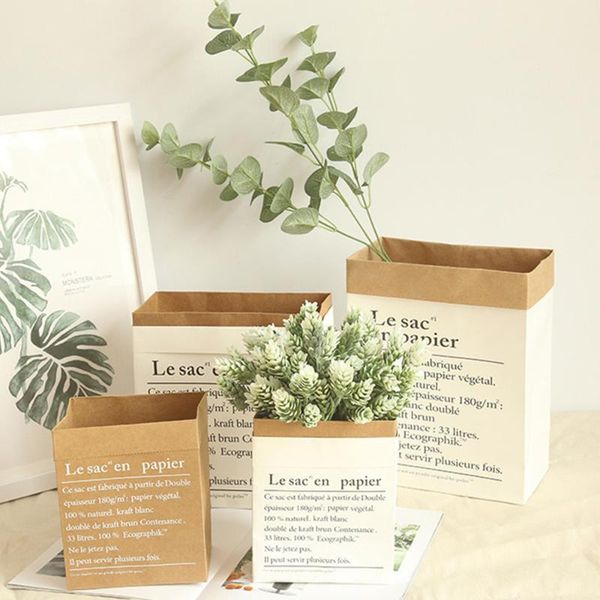 

5pcs nordic style vase mini storage kraft paper bag home flower arrangement wedding floral main sundries dried bags