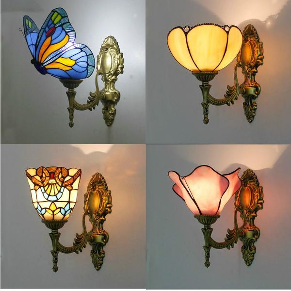 

wall lamps artpad baroque vintage turkish lamp bedroom aisle corridor bathroom stained glass lampshade butterfly bracket light