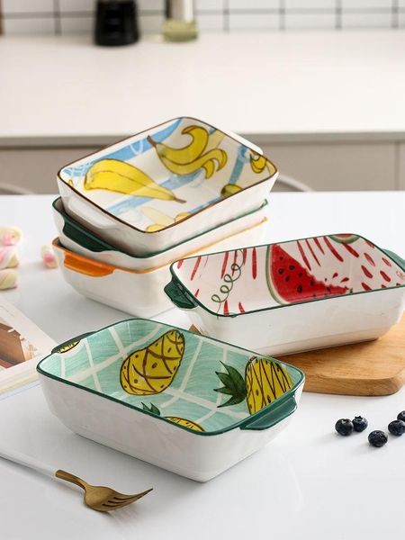 

dishes & plates ceramic glaze oven baking dish bowl with handle salad fruit bowls barbecue cheese baked rice lasagna bakeware pan roastin