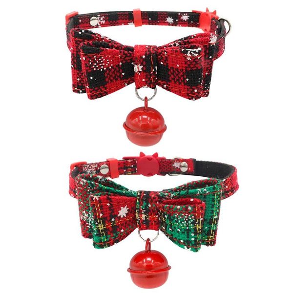 

cat collars & leads christmas collar with bell cats kitten double layer bowknots pet adjustable tie for xmas gift