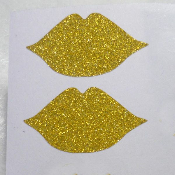 

lips gold glitter sticker envelope seals gift wrap