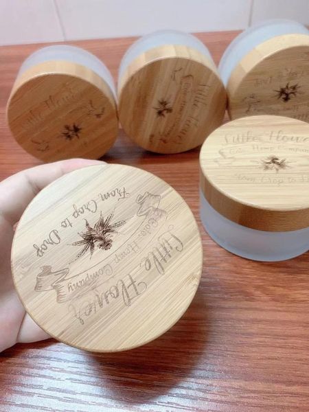 

storage bottles & jars 100pcs 1oz 4oz 100g recycled frosted clear glass with engraved on bamboo lids cosmetic jar for face cream