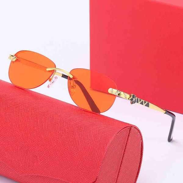 

red fashion sport sunglasses for men red cases buffalo horn glasses men women rimless sun glasses silver gold metal frame, White;black