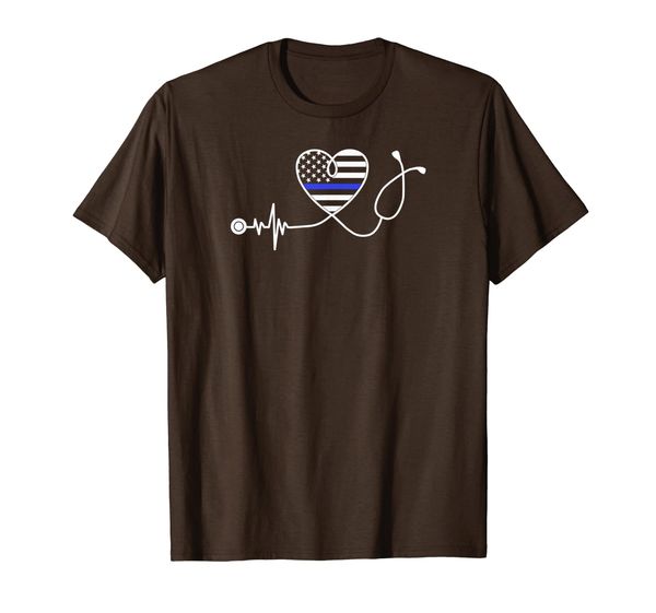 

nurse wife police officer heartbeat stethoscope shirt, White;black