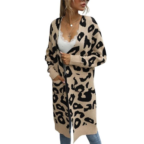 

elegant long cardigan coat women ladies loose knitted oversize sweaters fashion 2021 autumn and winter jackets women's, Black;brown