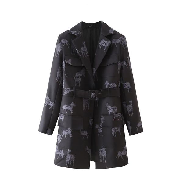 

women's suits & blazers blsqr printing sashes women vintage chic elegant blazer coat office lady autumn pockets fashion outwear girl, White;black