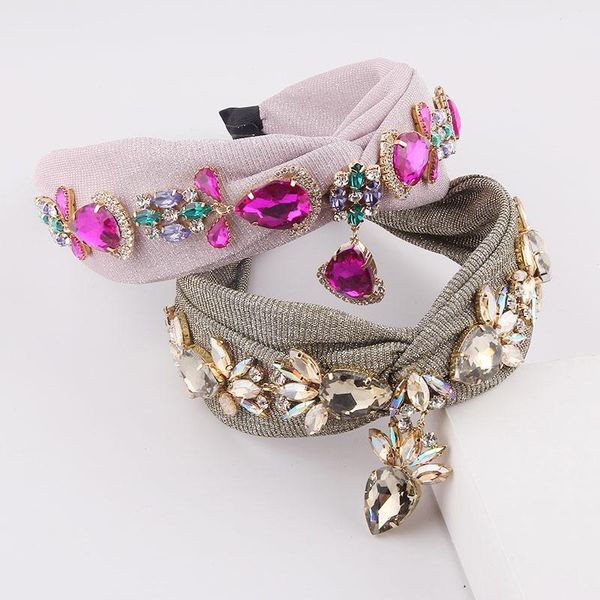 

hair clips & barrettes colorful rhinestone pendant woven flower headband fashion gorgeous baroque inlaid gold silk cloth accessories867, Golden;silver