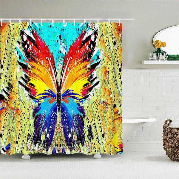 

shower curtains 3d colorful butterfly bath curtain with 12 hooks waterproof polyester fabric printing for bathroom