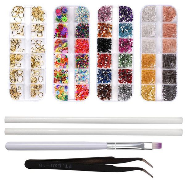 

beauty 3d nail gems 4 boxes art rhinestones rose gold rivets studs sequins1