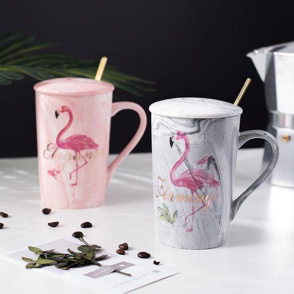 

mugs marble pattern cup gold rim mug gift box set coffee couple women flamingo ceramic with hand ceremony