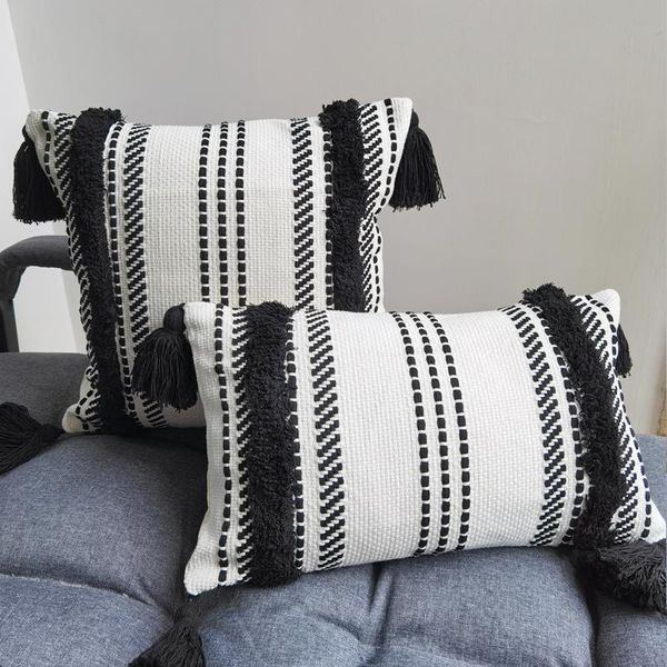 

cushion/decorative pillow black white woven cushion cover 45x45cm 30x50cm case for home decoration living room bed sofa chair