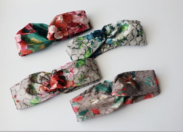 

wholesale brand women headband scarf silk headbands flower hummingbird hairbands letters style design headbands with tags ship, Silver