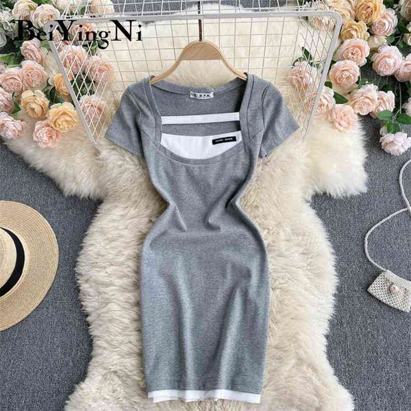 

club party bodycon dress spell color streetwear summer hollow out mini chic gray black 210506, Black;gray