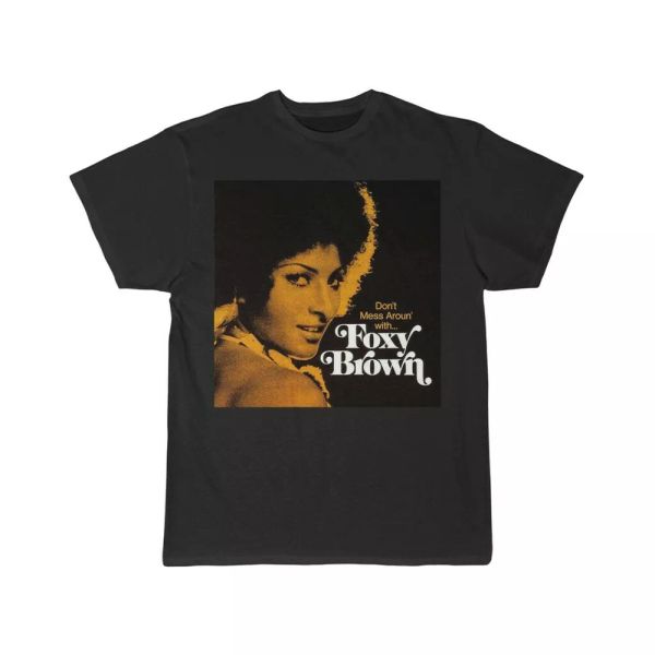 

don' mess around with foxy brown men's short sleeve tee, White;black