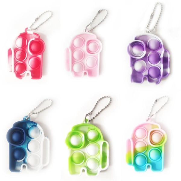 

finger bubble toy key holder ring push fidget toys keychain simple decompression silicone anti stress ball funny keychains dhl shipping