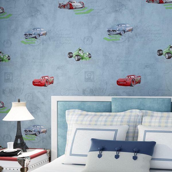 

wallpapers formula cartoon big boy room non-woven wall paperchildren's car theme wallpaper home decor racing
