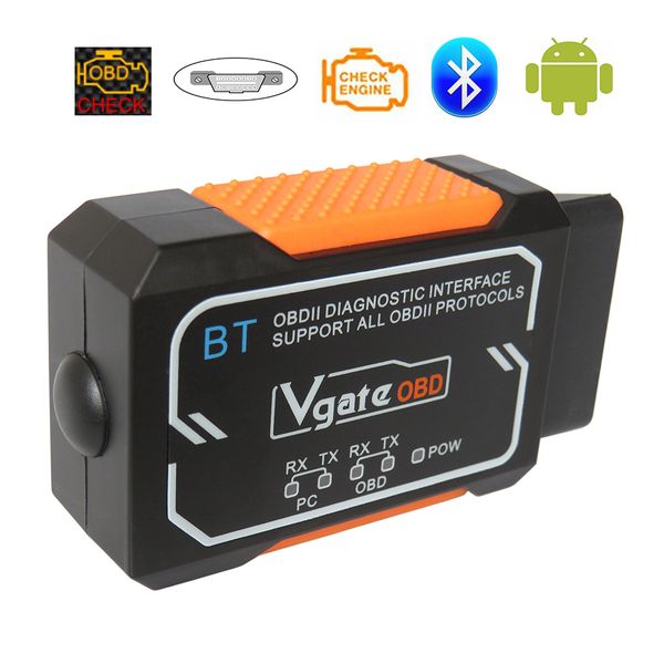 VGATE OBD2 Сканер для автомобиля ELM327 Bluetooth v1.5 Диагностические инструменты ELM 327 V 1,5 OBD 2 II Интерфейс для Android/iOS PIC18F2480