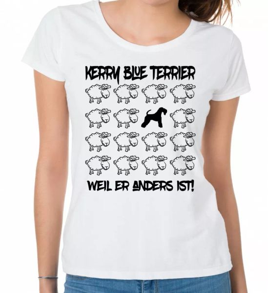 

kerry blue terrier ladies t-shirt black sheep by siviwonder, White;black