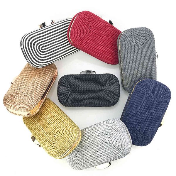 

fashion lady hand bag woven pu chain dinner bag