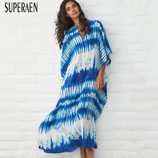 

superaen europe long dress women 2021 wild fashion ladies casual beach female sunscreen clothing1, Black;gray
