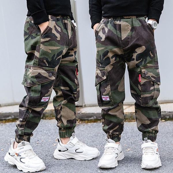 

trousers boys cargo pants spring autumn kids camouflage for children casual style kid clothes 6 8 10 11 12 13 14 year, Blue