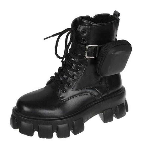 

boots women's platform riding 2021 thick-soled heightened short fashion women snow casual shoes, Black