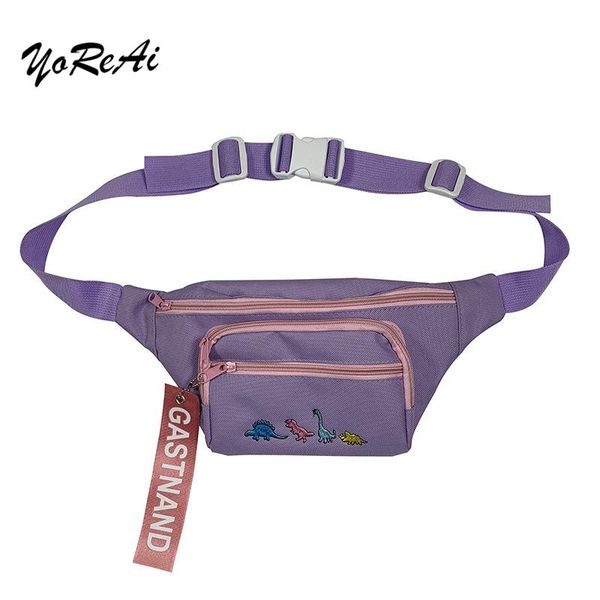 

yoreai street style chest bag solid color cartoon embroidery cool diagonal bags hip hop trend fashion handsome pockets waist