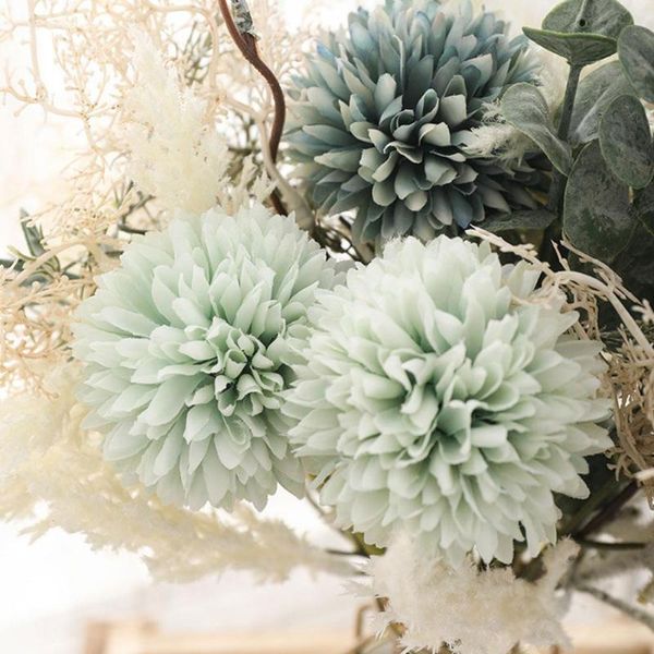 

decorative flowers & wreaths white artificial dandelion bouquet autumn silk decoration arrange bunch living fake room hand wedding plant for